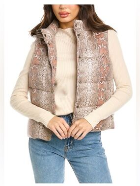 Unreal Fur Python Print Puffer Vest NNT Size XL